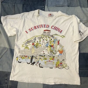 Rare Vintage Lai See I Survived China Shirt Sz L Boxy Fit - Picture 1 of 11