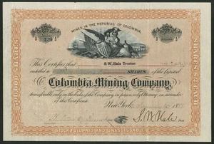 Colombia, Colombia Mining Company, $2 shares, 18[88], VF - Picture 1 of 1