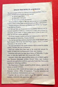 1960'S - SPACE TRACKING IN AUSTRALIA - OLD INFO. SHEET - Foto 1 di 2