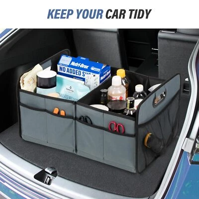 4 Colors Car Trunk Organizer 2 Compartment Collapsible Trunk Storage for Truck - Image 1 of 4
