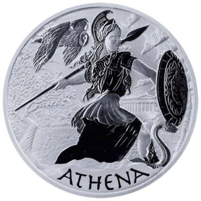 ATHENA GODS OF OLYMPUS 2022 5 OZ SILVER BU COIN CAPSULE TUVALU PERTH MINT - Image 1 of 3