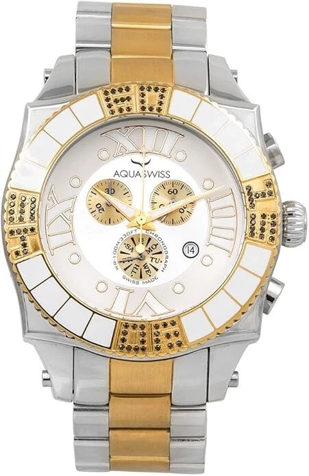 Reloj cronógrafo Aquasiss 62XGB002 Swissport diamante para hombre caja de dos tonos Foto 1 de 1