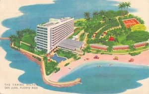 Postal PR: Caribe Hilton, San Juan, Puerto Rico, publicada 1954 - Imagen 1 de 2