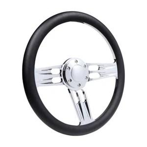 14inch 350mm Modern Leather Steering Wheel Half Wrap Dish Billet Fit 6-Bolt Hub - Picture 1 of 7