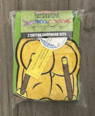 Juegos de ropa de dormir de algodón Nickelodeon 2 para niños talla 4 Tortugas Ninja mutantes adolescentes Foto 1 de 4