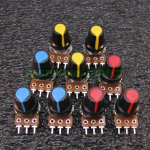 9x Linear Potentiometer Assortment 1K 2K 5K 10K 20K 50K 100K 500K 1M w/ Knob U86 - Picture 1 of 3