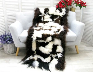 Tappeto islandese patchwork pelle di pecora vera pelliccia morbida naturale shaggy DM25 - Foto 1 di 12
