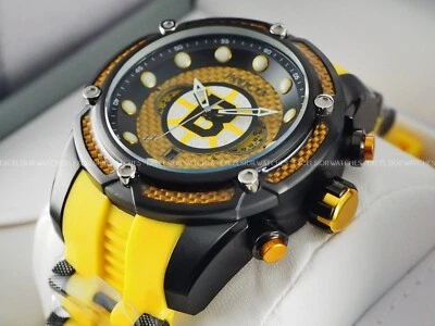 Nuevo Reloj Invicta NHL Retro 52mm Cuarzo Cronógrafo Fibra de Vidrio Amarillo Negro SS Foto 1 de 4