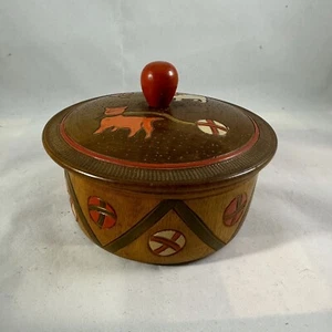 VTG Cats With Yarn Carved Painted Trinket Box with Lid Made in Japan - Picture 1 of 8