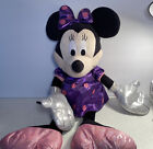 Disney Store Large Minnie Mouse Purple Dress With Pink Polka Dots, Bow In Hair.