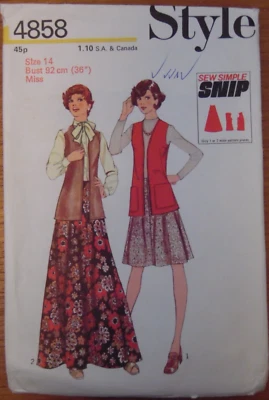 Style 4858 Sewing pattern ladies Mid maxi A Line Skirt Waist Coat Cut size 14 - Image 1 of 4