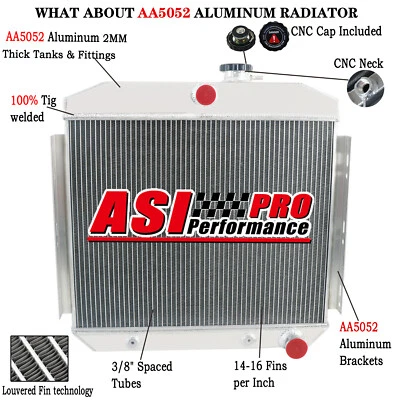 4 Row Radiator Fit 1955-1957 1956 Chevrolet Bel Air/One-Fifty/Two-Ten Series L6 - Imagem 1 de 4