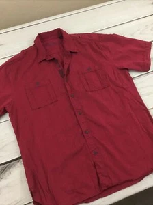 Reyn Spooner Button Up Tiki Shirt Cotton Tencel Hawaiian Tropical Striped Red Lg - Picture 1 of 12