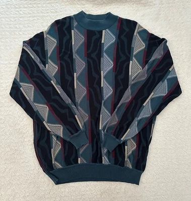 VTG 90s St Croix Knits Mens Size L Coogi Style Grandpa Pullover Sweater Colorful - Image 1 of 4
