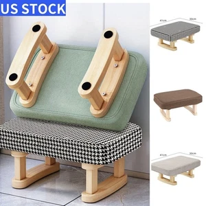 Taburete pequeño de madera para sentarse sofá pie bajo taburete cambiador reposazapatos asiento hogar - Imagen 1 de 27