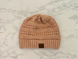 C.C. Exclusivos Gorro Gorro Rosa Acanalado Tejido Sombrero 100% Acrílico Malva Cálido Invierno  - Imagen 1 de 3