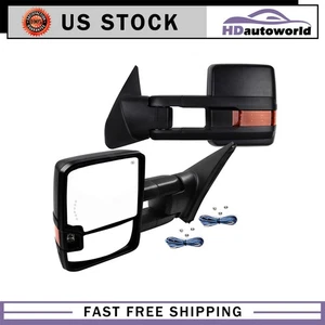 Power Heated Turn Signals Light Towing Mirrors Black For 07-15 Toyota Tundra - Foto 1 di 10