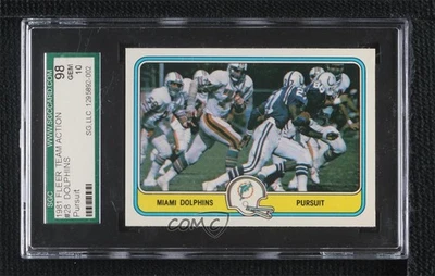1981 Fleer Teams in Action Miami Dolphins Team #28 SGC 98 GEM 10 - Image 1 of 2
