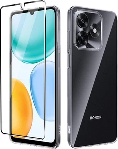 For Honor X5C Plus 4G Case Clear Silicone Gel Cover +2XScreen Tempered Glass - Picture 1 of 8