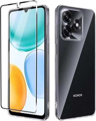 For Honor X5C Plus 4G Case Clear Silicone Gel Cover +2XScreen Tempered Glass - Image 1 of 4