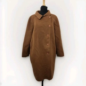 Chaqueta Abrigo Mujer Coñac Marrón Lana Cachemira Doble Pecho Guisante Talla Grande 18W - Imagen 1 de 24