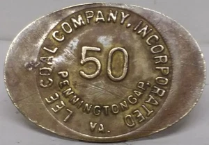 LEE COAL COMPANY INTEGRATED PENNINGTON GAP VA 0,50 $ HANDELSMARKE / KOHLESCHRIFT - Bild 1 von 2