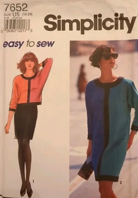 SIMPLICITY Sewing Pattern #7652 Misses' DRESS OR TOP & SKIRT size 16-18-20-24 UC - Image 1 of 4