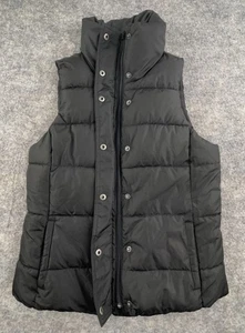 OLD NAVY Snap & Zip Sleeveless Fleece Lined Black Puffer Vest Women's Size Small - Picture 1 of 8