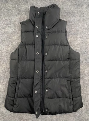 Chaleco acolchado negro forrado de vellón sin mangas a presión y cremallera OLD NAVY para mujer talla pequeña Foto 1 de 4