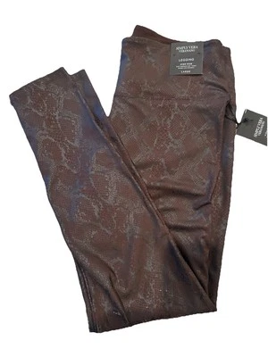 SIMPLY VERA WANG Size 12-14 Large BROWN SNAKESKIN Faux Leather LEGGINGS-New - Image 1 of 4