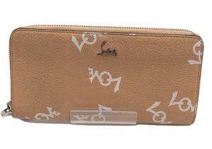 Christian Louboutin Long Wallet Love Pink Leather Round Zip 7.87 x 3.93 in Auth - Picture 1 of 8