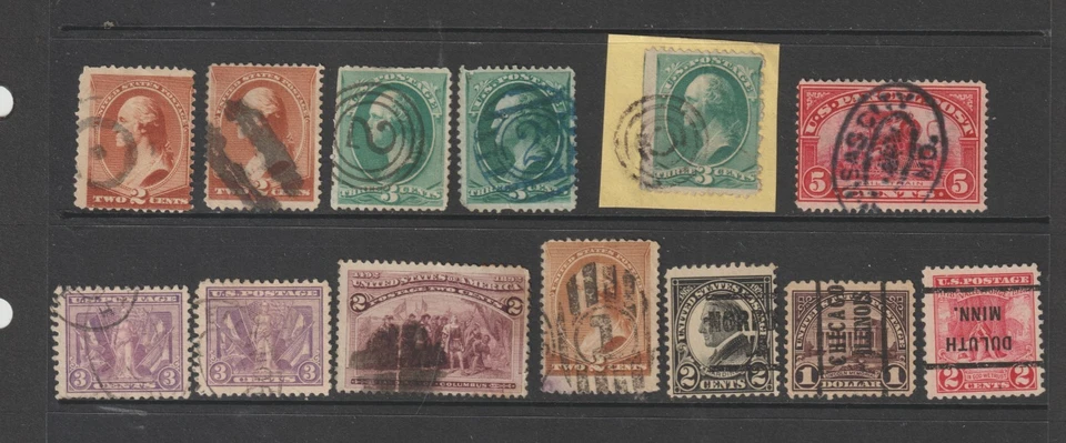 US 19th Century Collection 13 Stamps Including Fancy Cancels & Back of Book Used - Image 1 of 1