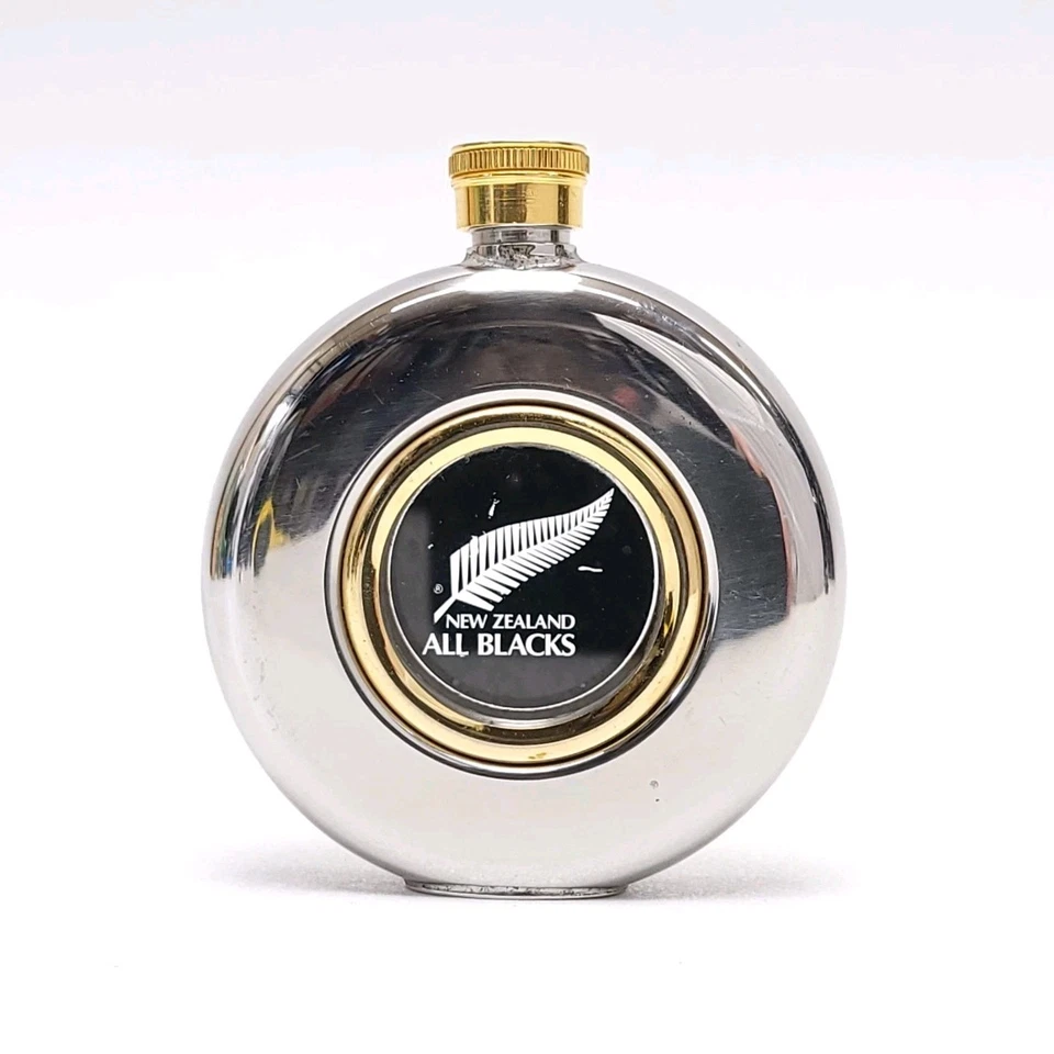 New Zealand All Blacks Whisky Bourbon Frasco Acero Inoxidable 5oz. Tamaño divertido Foto 1 de 4