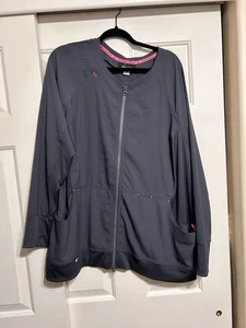 Koi Lite Clarity Charcoal Full Zip Jacket Womens 2XL Scrub Top Long Sleeve - Picture 1 of 6