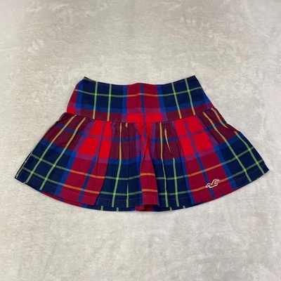 Minifalda plisada a cuadros Hollister roja azul verde tartán talla 0 Foto 1 de 4