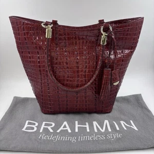 Neu mit Etikett Brahmin Large Sweetheart Tote Cordovan La Scala selten Krokoprägung klassisch - Bild 1 von 19