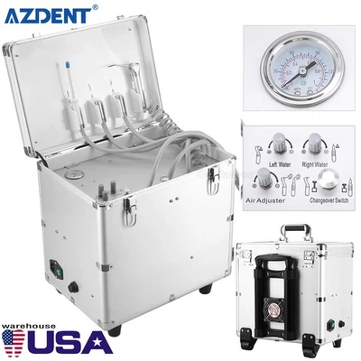 Portable Mobile Dental Delivery Unit Air Compressor Syringe Suction Case 4 Hole