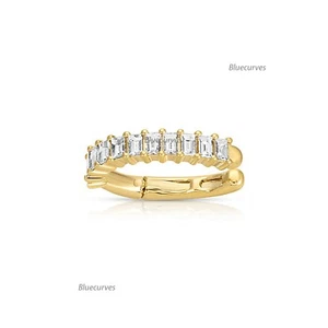 Baguette Cut Natural Diamond Ear Cuff Earring In 14kYellow Gold Jewelry (Single) - Picture 1 of 8