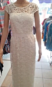 NEW- ADRIANA PAPELL DRESS, WITH A FINE LACE COLOR IVORY SIZE: 6 RETAIL $ 229.00 - Picture 1 of 8