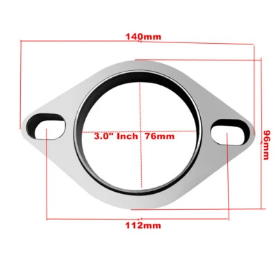 3" INCH 2-BOLTS EXHAUST PIPE FLANGE GASKET STAINLESS STEEL OVAL CAR PIPE FLANGES — 第 1/3 张图片