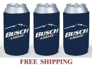 BUSCH LIGHT 3 16oz BEER CAN COOLERS KOOZIE COOLIE PINT HUGGIE POUNDER BUD NEW - Picture 1 of 1