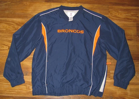 Denver Broncos Mens Pullover Windbreaker Jacket, NFL Apparel, Blue, Size M, EUC Cover