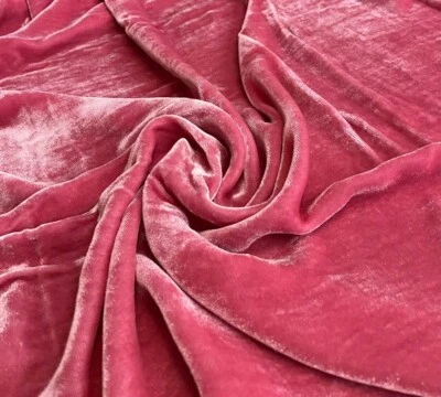 Pink Mulberry Silk Velvet Fabric by the Yard, 1/2 Yard, 1/4 Yard, 45" Wide, V10 - Image 1 of 3