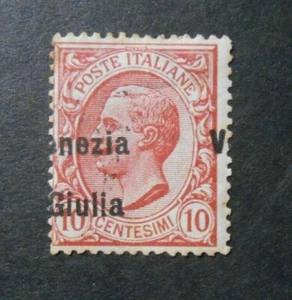  ITALIA,ITALY 1918-19 VENEZIA GIULIA "F. Italia SVR" 10c MH* Variant sop.a dx - Imagen 1 de 2