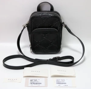 Bolso Bandolera Gucci GG Mini Cuero Repujado Negro 658553 - ¡Nuevo con Etiquetas! - Imagen 1 de 20