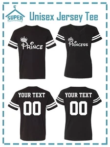 Prince Princess FASHION Fine JERSEY COUPLES TSHIRTS CUSTOM BACK PERSONALIZED - Picture 1 of 3