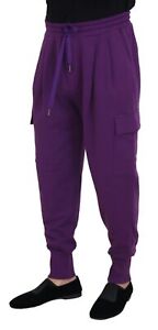 NWT! DOLCE & GABBANA Men's Purple Pure Cotton Cargo Casual Sweatpants SzL