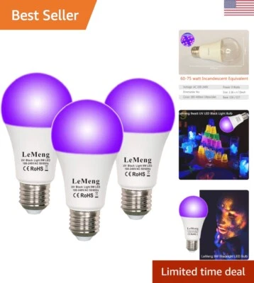 3 LED Black Lights Bulb - Versatile - Wide Application - Easy Installation - Image 1 of 4
