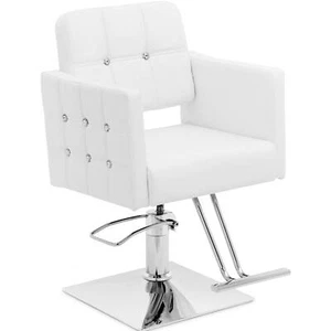 Friseurstuhl Cottam mit Fußstütze Sitzhöhe 45 - 55 cm 150 kg Weiß Barberstuhl - Bild 1 von 6