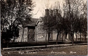 Postal K13/Janesville Minnesota RPPC c1910 High School Building 218 - Imagen 1 de 4